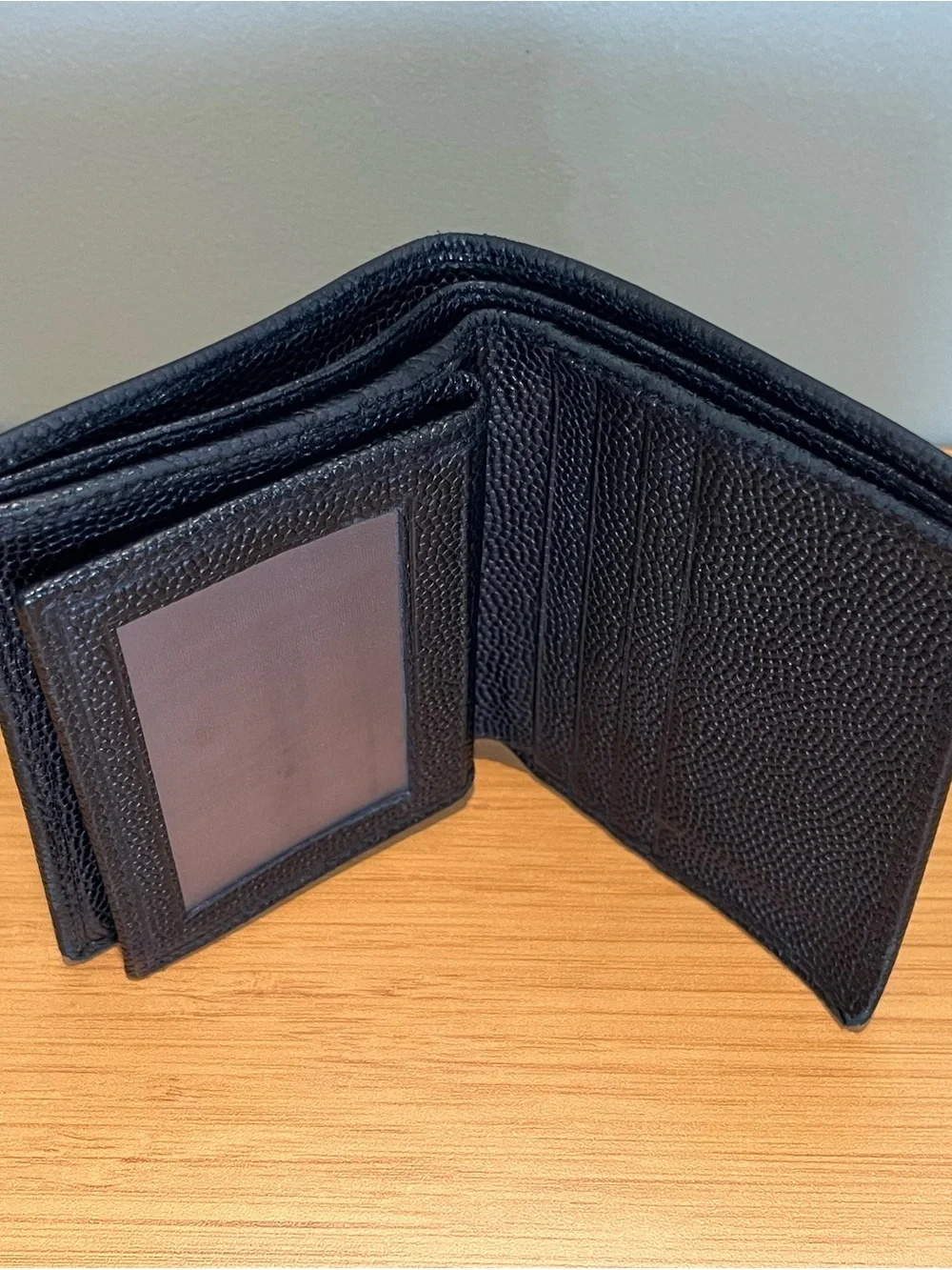 Salvatore Ferragamo Black Pebbled Leather Key & Card Holder